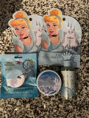 Disney Princess Blue, Gold & White Bath & Body Exfoliant and Scrub Set